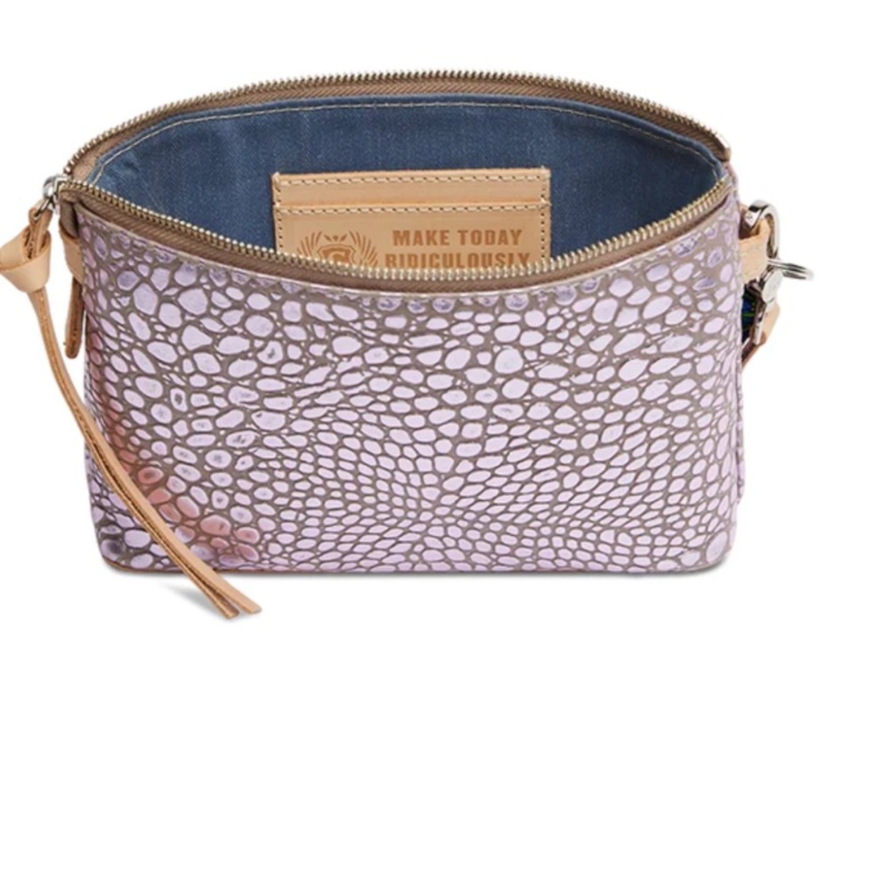 NWT-Consuela “Lulu Midtown Crossbody Bag Lavender Metallic Snakeskin - Picture 4 of 4